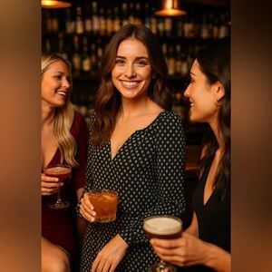 Chic Express Black and White Long Sleeve Dress S